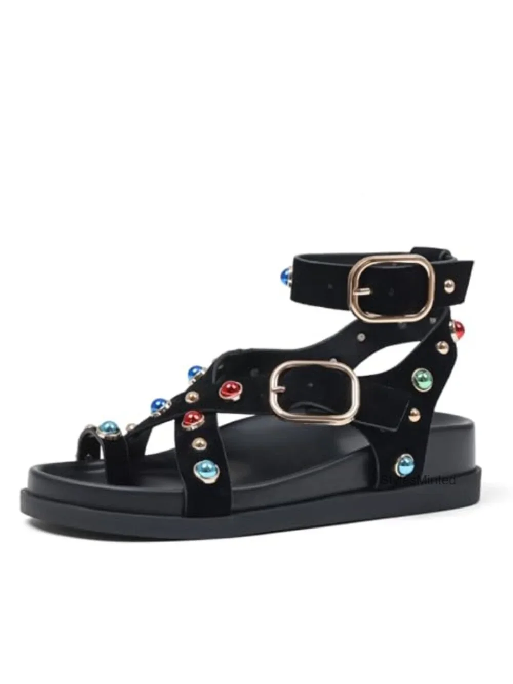 Suede Platform Sandals Boho Ankle Strap Flat Open Toe